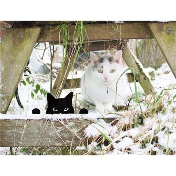 Metal Yard Art Decor Garden cat Statue, Black cat Statue Garden Ornaments - Picture 5 of 7